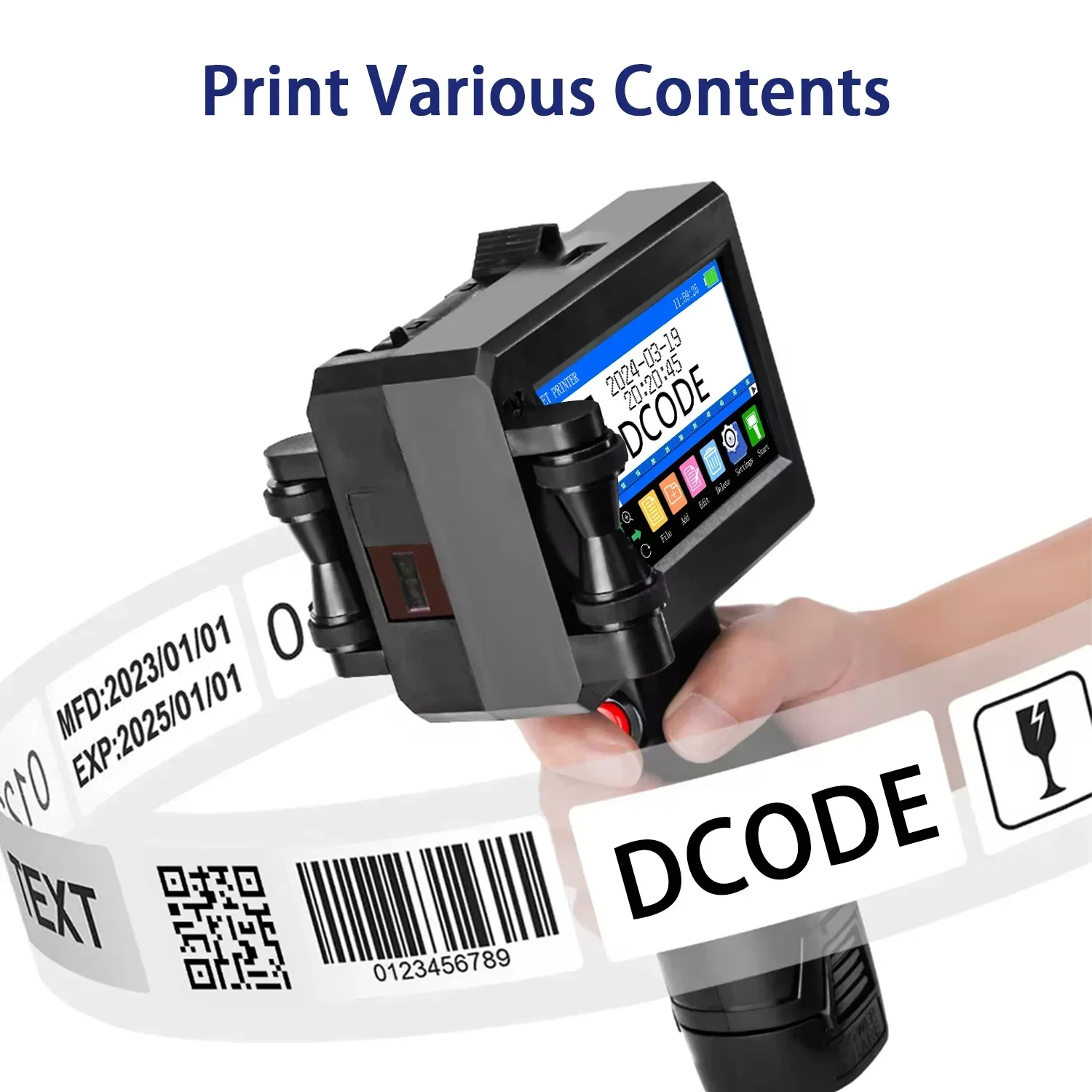 DCODE 1750PLUS 12,7/25,4 мм портативный ручной струйный принтер текст QR принтер для этикеток со штрих-кодом номер партии логотип машина для кодирования даты