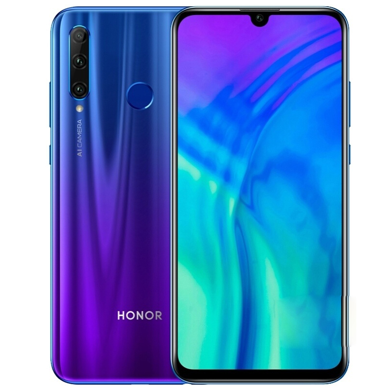 HONOR 20i smartphone firmware global Haisi Qilin 710 EMUI 9.0.1 reconhecimento de impressão digital câmera frontal de 6,21 polegadas 32MP telefone usado