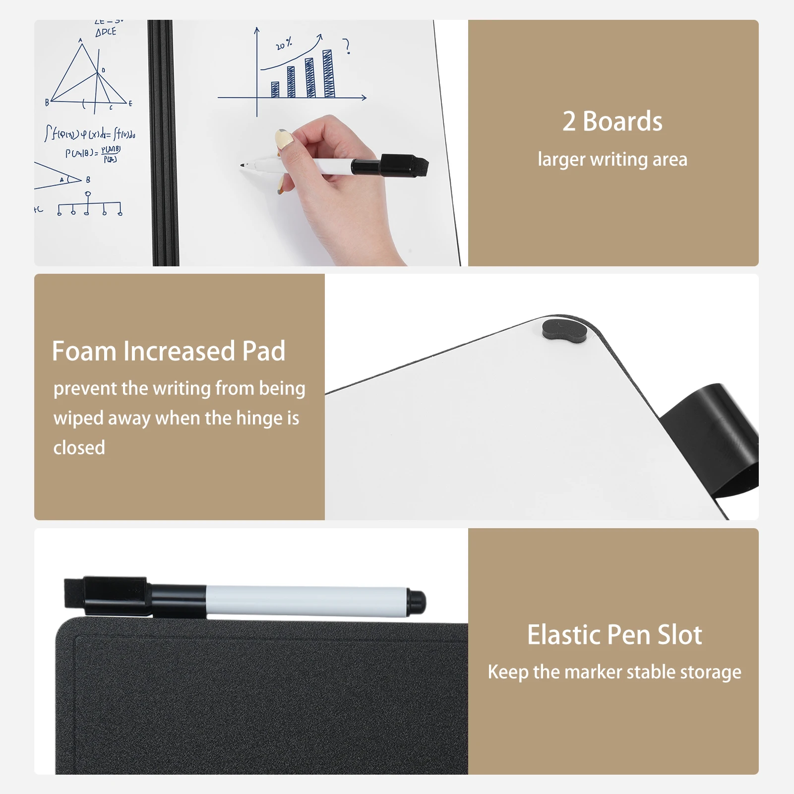 Double Sided Dry Erase Boards A5 Whiteboard Portable Writing Board with Marker & Foam Eraser For Students School Office Meeting