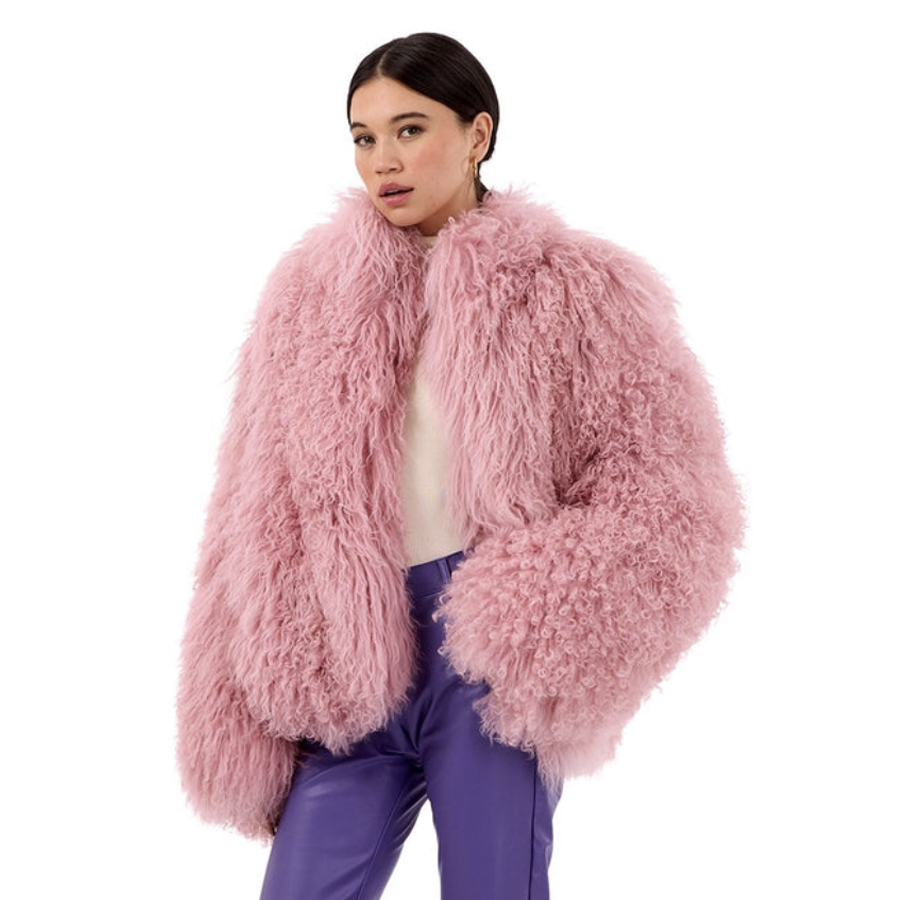 ขนสัตว์มองโกเลียจริงผู้หญิงทิเบตแกะขนสัตว์สั้นเสื้อแจ็คเก็ตรอบคอฤดูหนาวแกะขนสัตว์ Outwear