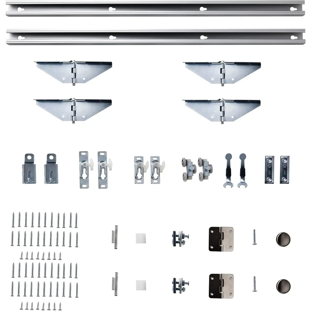 Folding Door, Closet Doors with Hardware Kits for 48" (Double 24") X 80" Double Panel Bi-Fold Doors