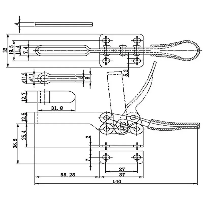 2/4PCS GH-201B Quick Release Toggle Clamp 100kg Horizontale Verriegelung Hebel Verschluss Holzbearbeitung Fix Clip Werkzeug hand Werkzeug