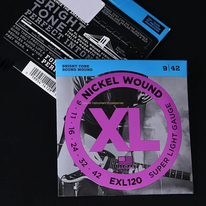 Exl120 cordas de guitarra elétrica de níquel sensação consistente entonação perfeita para guitarras de 6 cordas 9-42 acessórios de música super leves