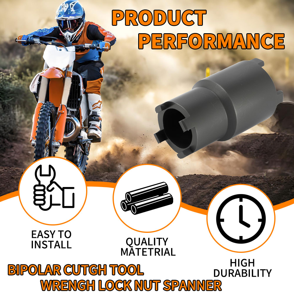 Gereedschap voor het verwijderen van motorfietsen, zwarte tweekoppige koppelingsborgmoersleutel, moto-reparatiegereedschap voor KTM Yamaha HONDA Suzuki Kawasaki