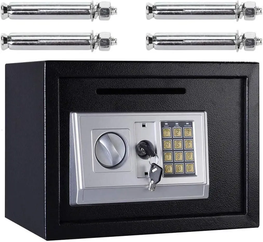 DayPlus 16L Digitaler Stahlsafe, elektronische Sicherheit, Büro, Zuhause, Geld, Bargeld, Safe, groß, 2 Fächer mit 2 Schlüsseln