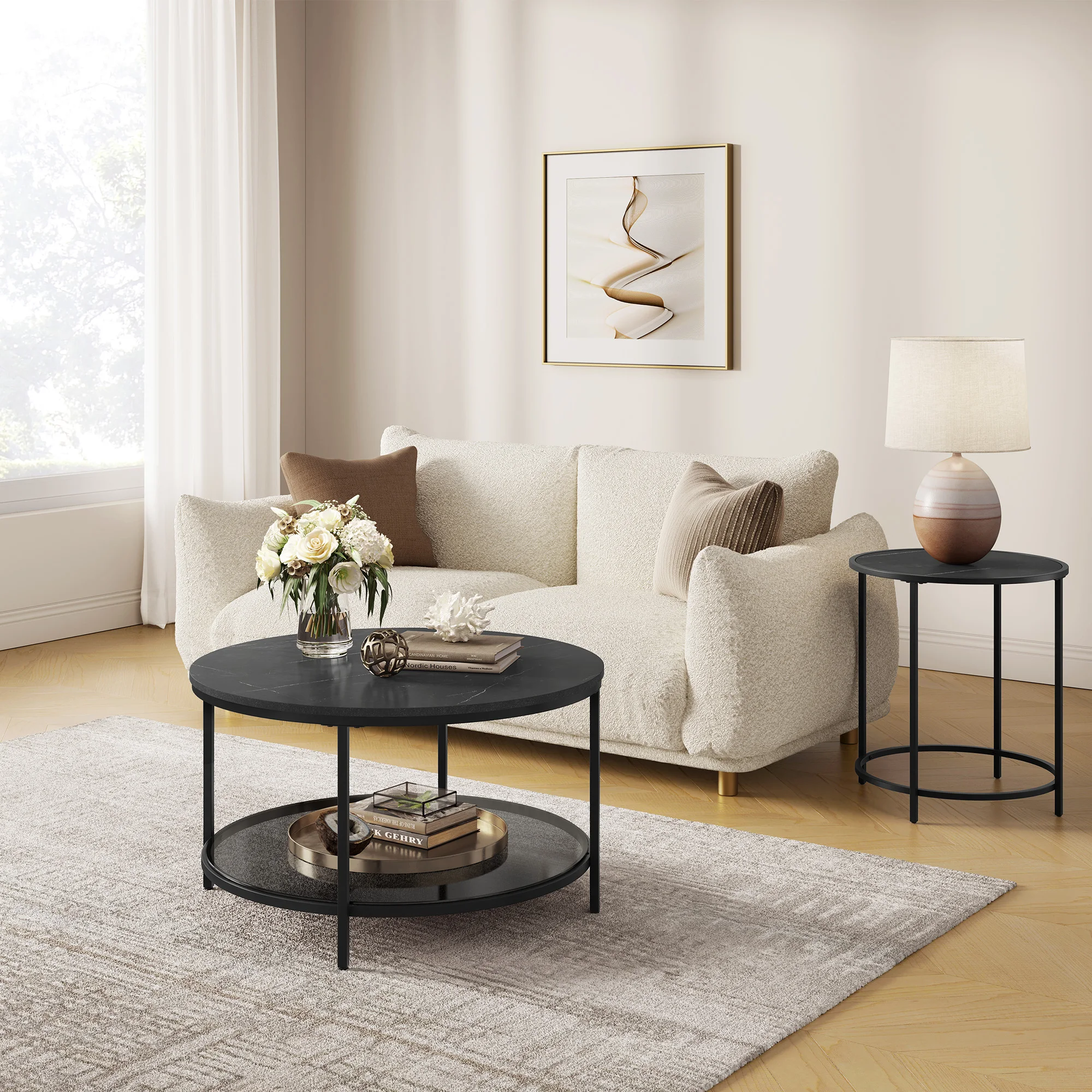 VASAGLE Couchtisch, Wohnzimmertisch, Sofatisch, für Wohnzimmer, mit Glasplatte