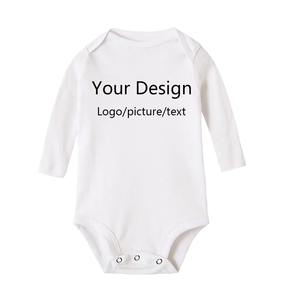 DIY IHR DRUCK ODER LOGO Neugeborenen-Anpassungs-Body, Langarm- und Kurzarm-Overall, einfacher, maßgeschneiderter TEXT-Babyspielanzug