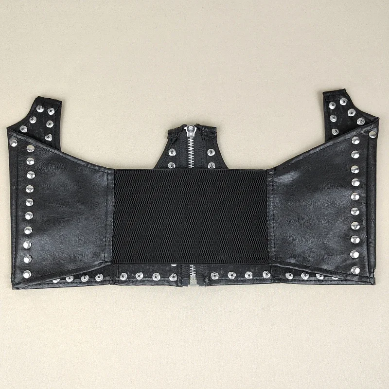 AltGoth Dark Academia gótico Pu corsé cinturón mujeres ropa de calle Sexy Harajuku Cyber Punk Y2k Grunge remaches cinturón ancho Mujer