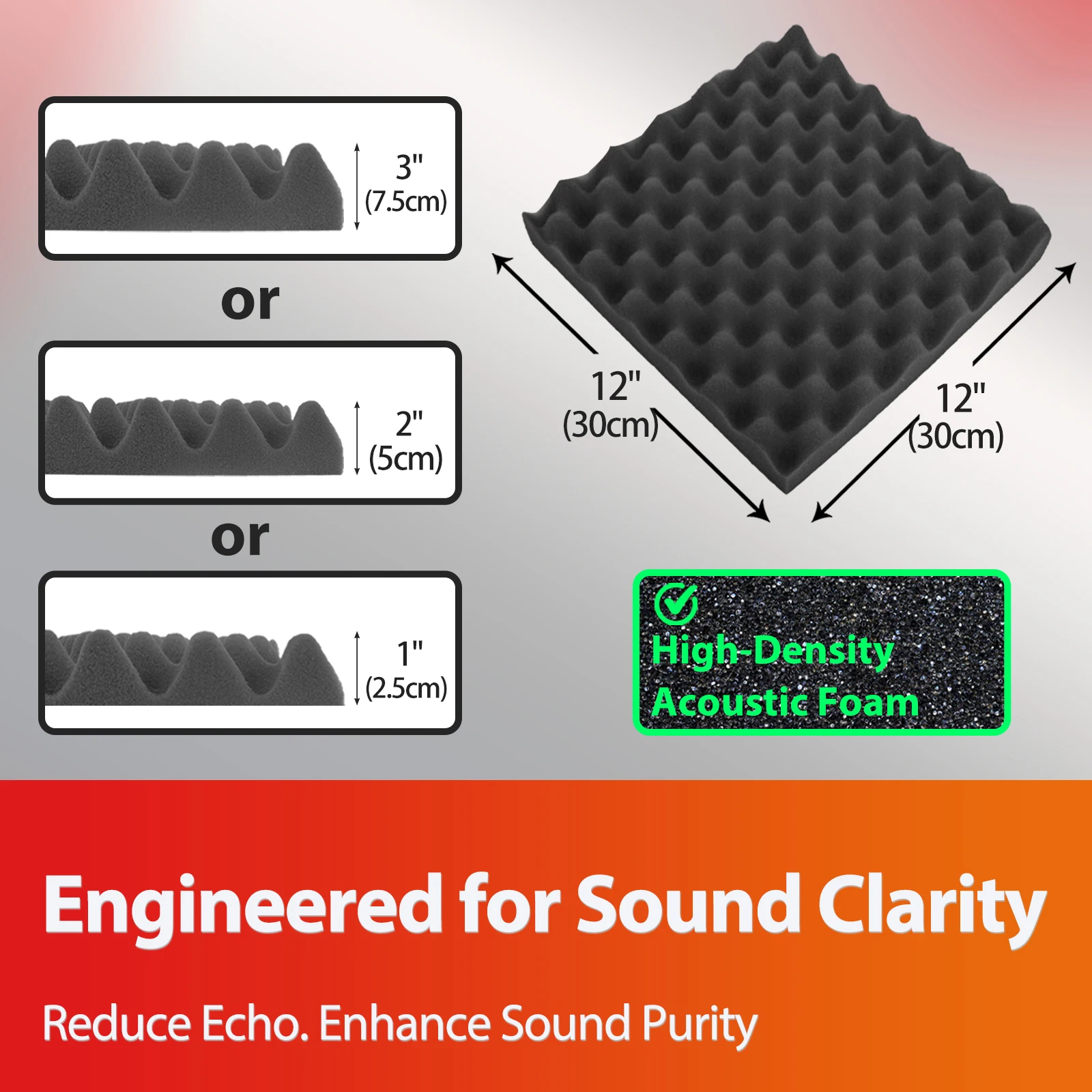 TOUO Egg Trough Wall Soundproof Foam 6 12 24 48 Pcs High Density Sound Absorbing Material Acoustic Foam Ceiling Noise Insulation