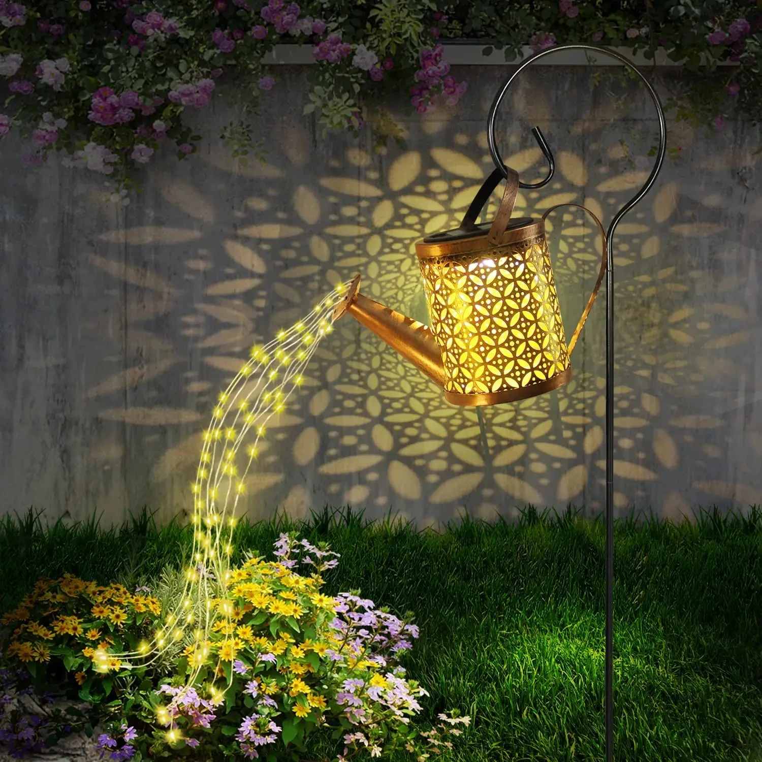 Solar Watering Can with Lights, Luzes solares ao ar livre do jardim, Lanterna suspensa impermeável, Yard Patio Decor, 1pc