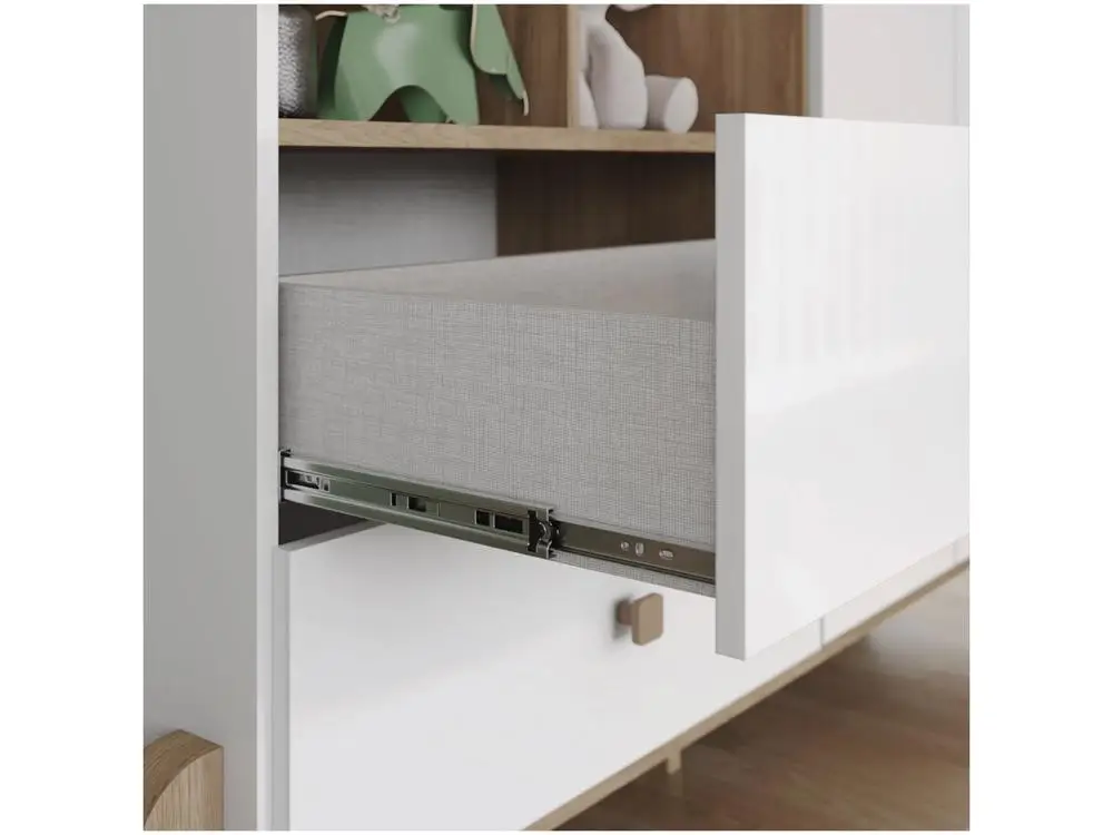 Quarto de Bebê Completo com Berço Cômoda e Guarda-roupa Henn Ternura Branco e Jequitibá
