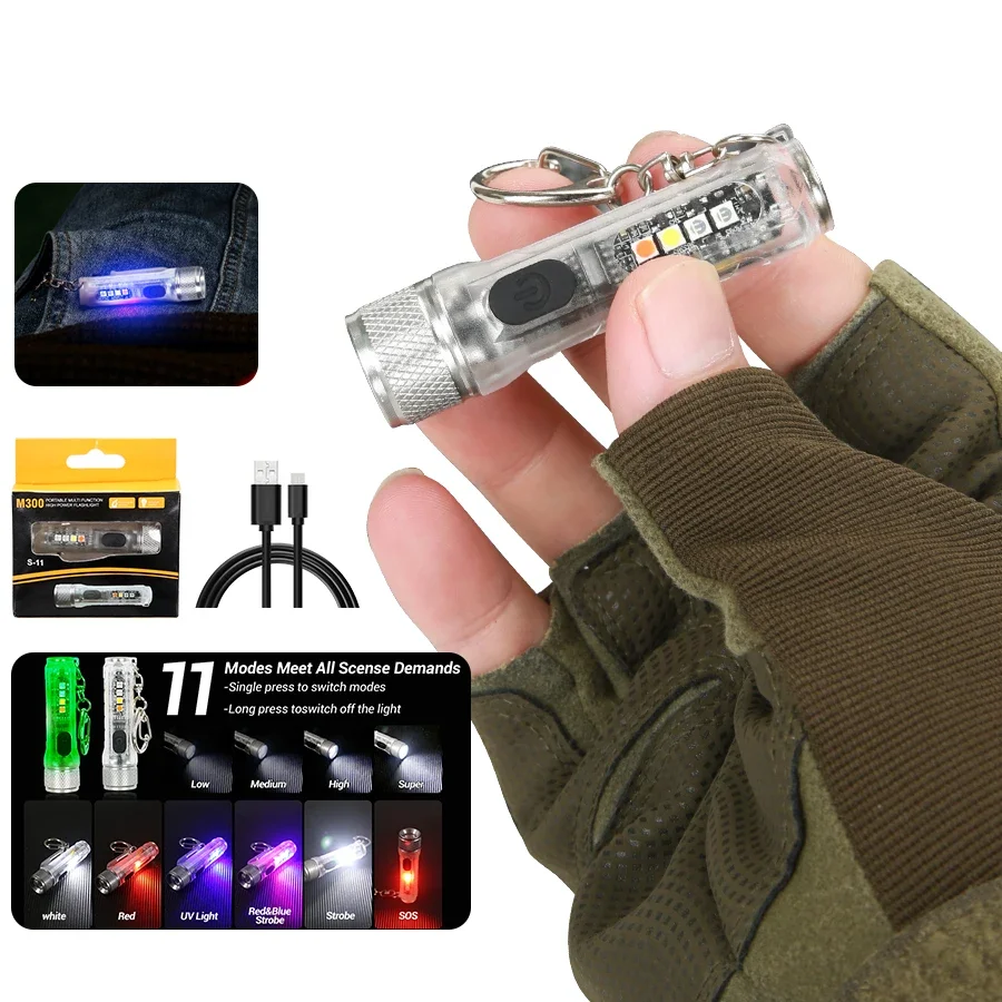 Mini porte-clés lampe de poche LED torche Rechargeable Portable magnétique USB charge lampe de poche haute puissance Camping longue portée lanterne
