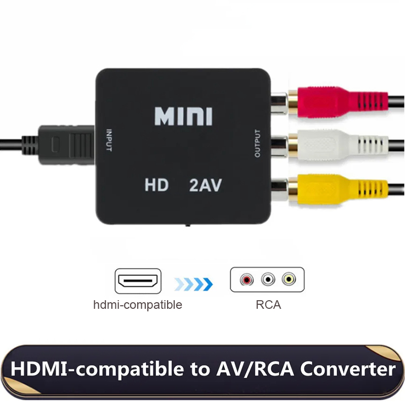 Hdmi-kompatibel zu rca konverter av/cvbs l/r audio video set top box up scaler 1080p mini hd2av unterstützung ntsc pal ausgang hd zu av