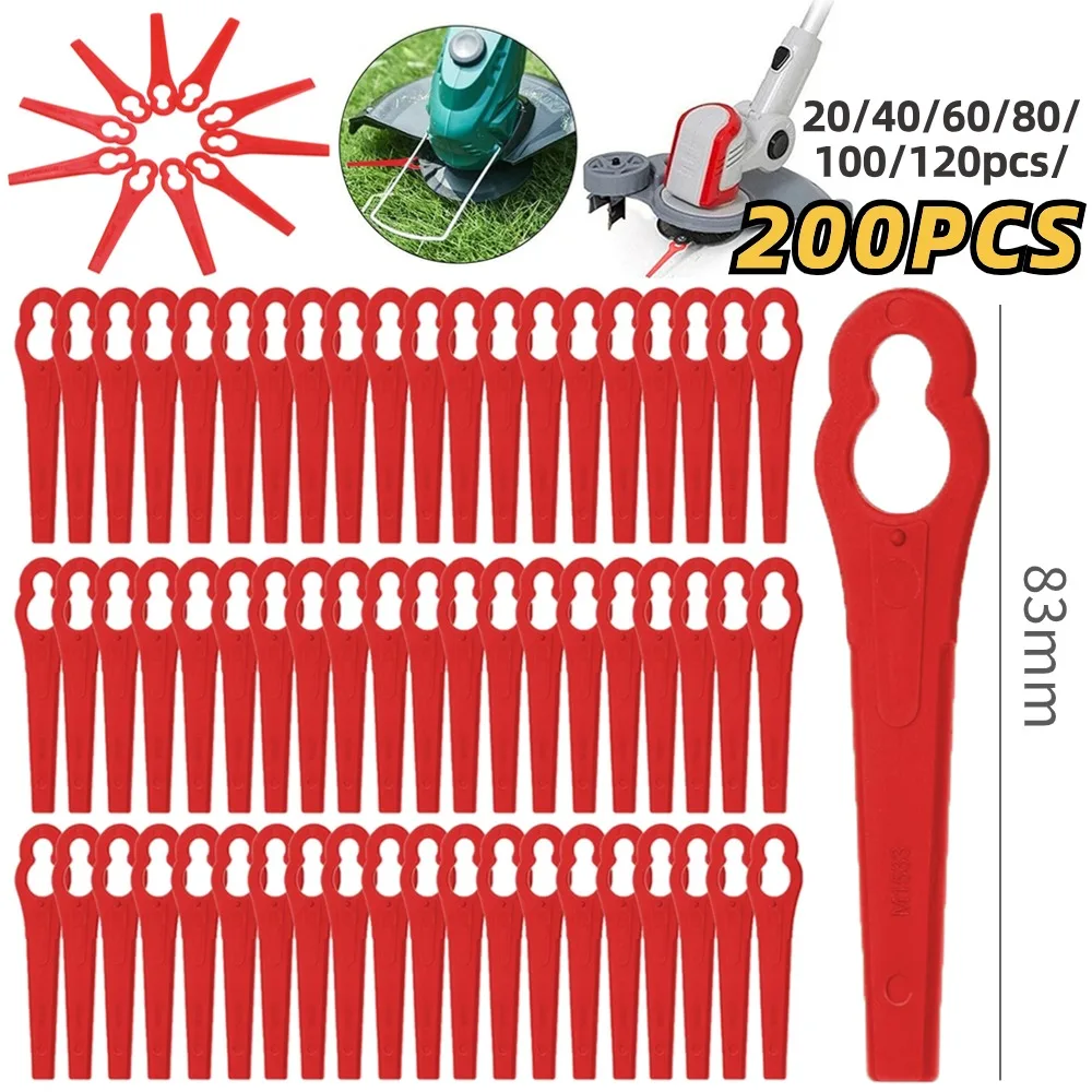 Plástico Lawn Mowing Machine Blade, Grass Cutting Peças de Reposição, Cordless Grass Trimmer Blade, L83, 20-200pcs