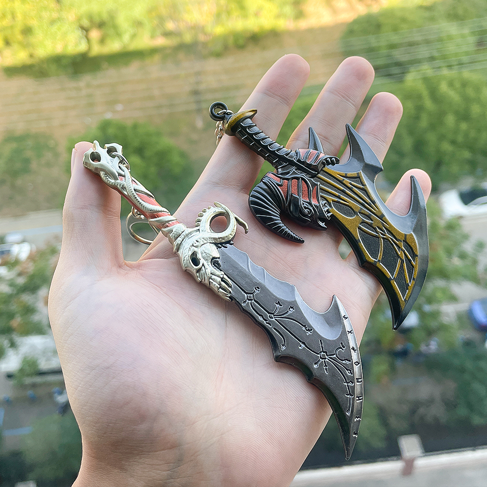 게임 전쟁의 신 5 라그나로크 열쇠 고리 Kratos Ares 토르의 망명 막대기 Leviathan Axe 무기 열쇠 고리 남성용 보석