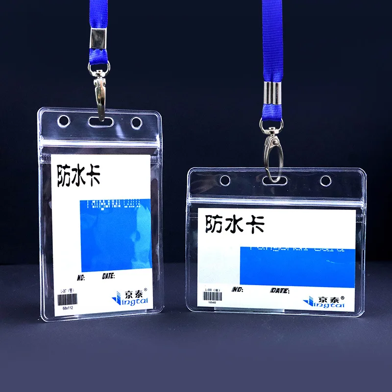 10 stks Waterdichte Verticale/horizon Transparant PVC Plastic Werk Rits Badges ID Kaarthouder Pocket Credit Paspoort Seal Card Bag