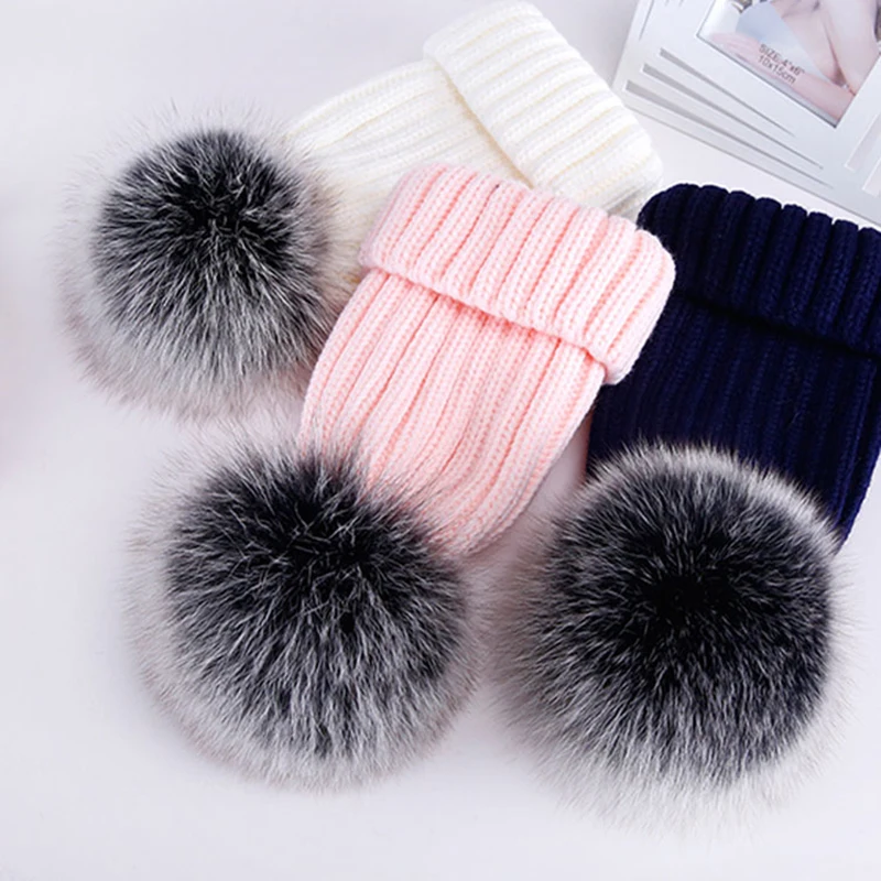 2pc de pelúcia pele de raposa hairball chapéu pom pom 10cm diy pele do falso pompom artesanal pele pom pom poms bolas com faixas elásticas para saco roupas