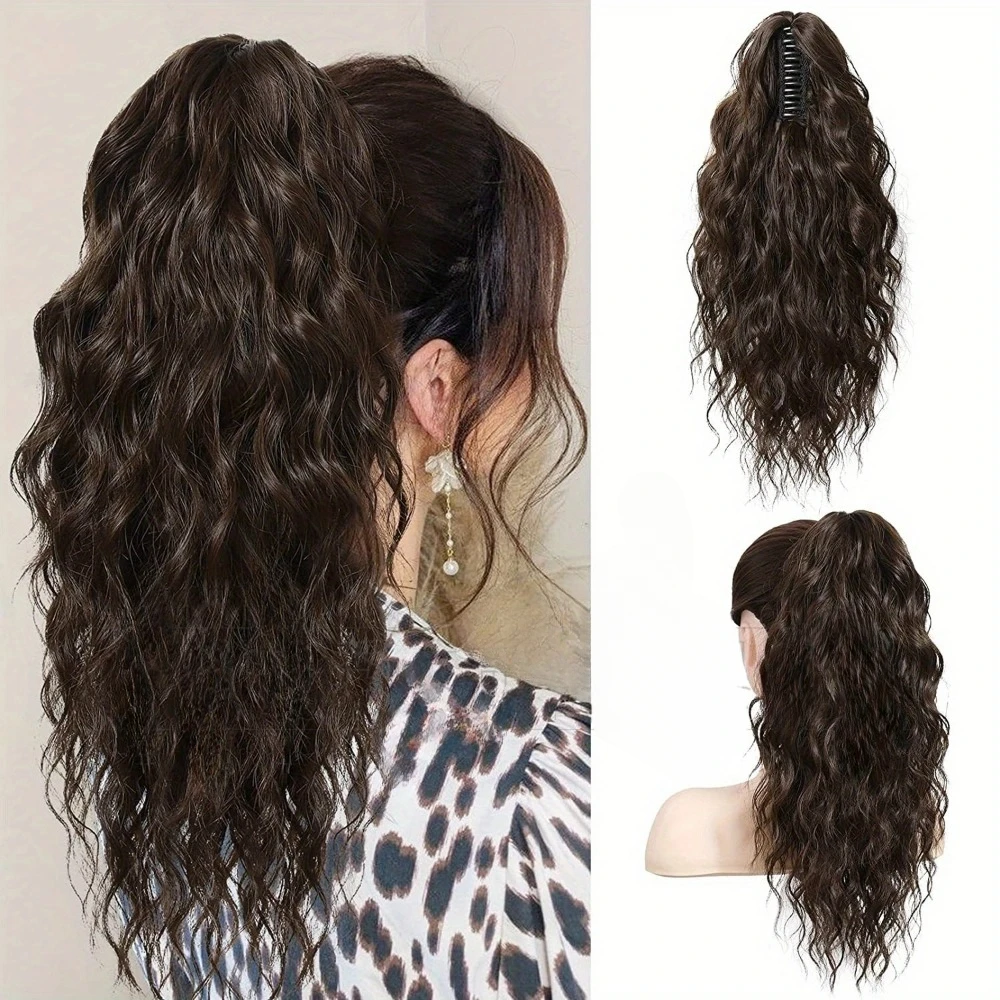 18” Fashionable Synthetic Ponytail for Asian Women–European Corn Wave and Fluffy Grip Clip Hairpiece  Hair Extensions  165g/pcs