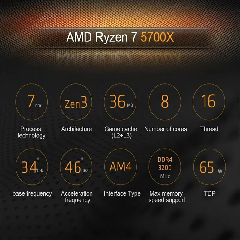 AMD R7 5700X Nuovo Ryzen 7 5700x Processore 8-Core CPU16-Thread 4,6GHz 7NM L3=32M 100-000000926 Presa AM4 DDR4 ma non senza ventola
