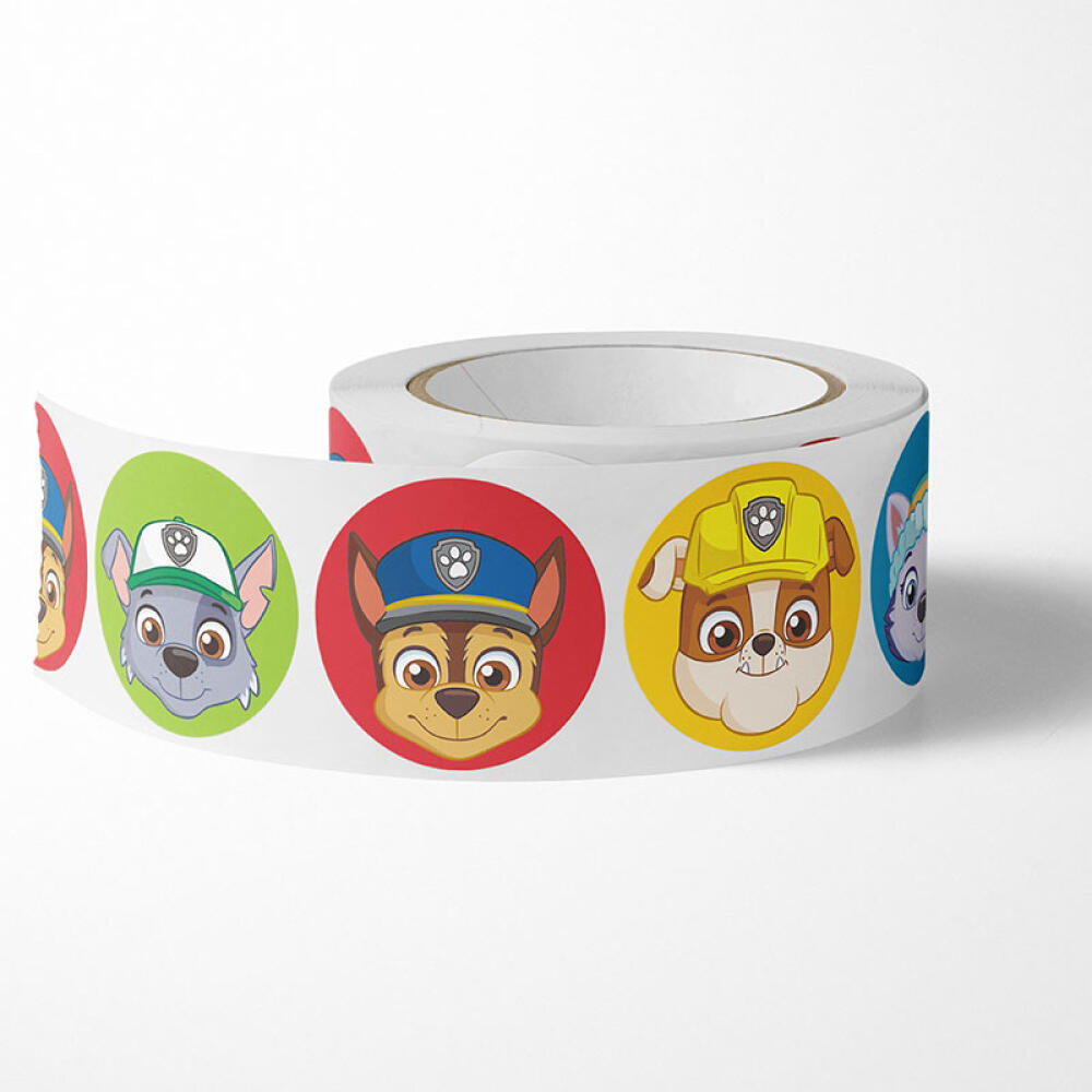 Paw Patrol Round Package Labels, Cartoon Color Stickers, Redondo, Diversão, Selagem Dot, Prêmio, Periferia, 500pcs