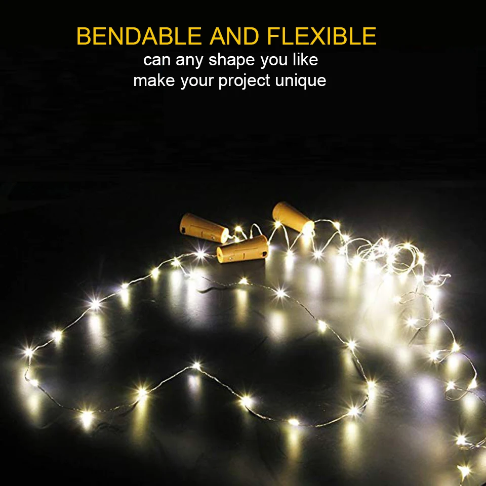1/3/5/10/20pcs luce per bottiglia di vino con luci a stringa a LED in sughero luci fatate a batteria ghirlanda decorazione per feste di matrimonio di natale