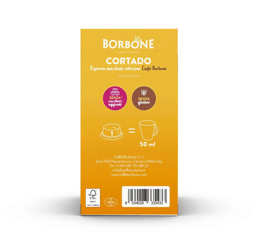 Café Borbone Cortado - 16 capsules-Compatible avec les machines domestiques Lavazza ® * Ma chemin ® *
