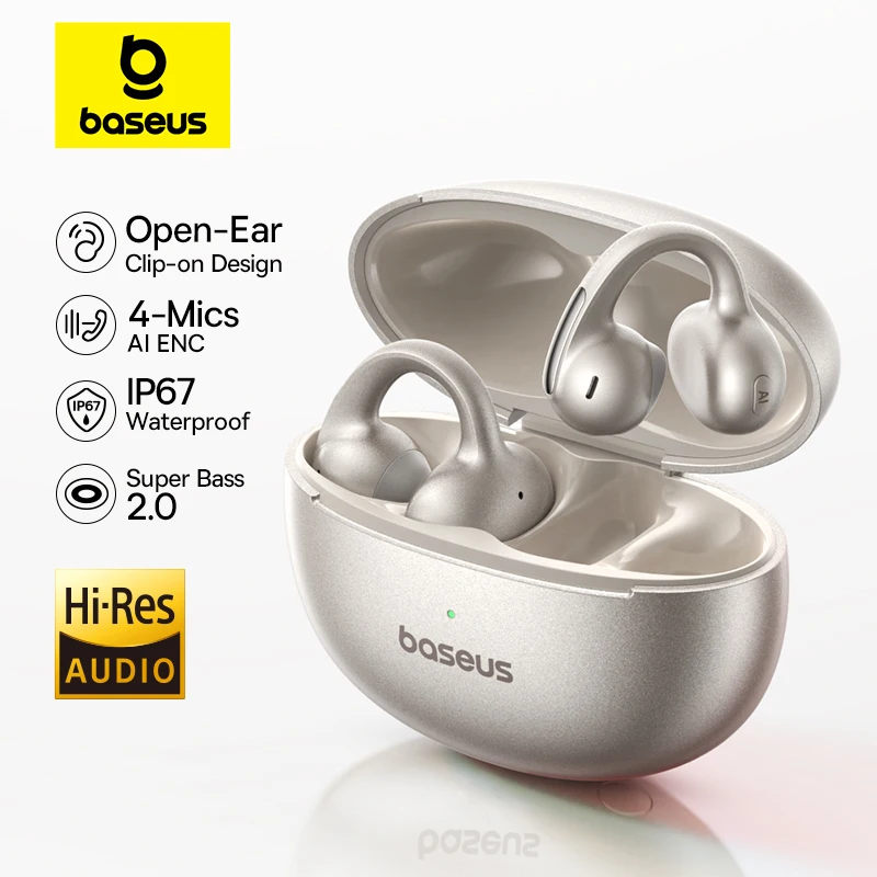 Baseus MC1 Pro Oorclip Draadloze koptelefoon Bluetooth 6.0 Hi-Res Ultra Open Oordopjes oorbellen 4-Mic ENC Clip op oordopjes Hoofdtelefoon