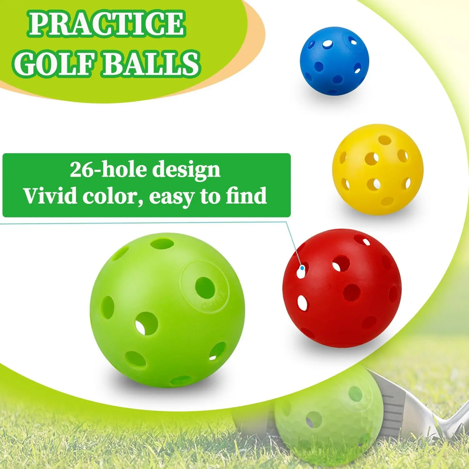 24Pcs 42MM flusso d'aria colore interna pratica pallina da Golf allenamento in plastica perforate