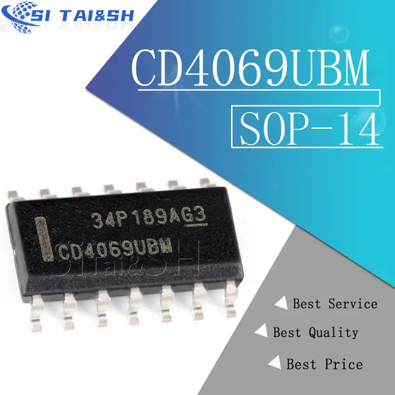 10pcs CD4069UBM CD4069 HEF4069UBT HEF4069 Black plastic protective case For SOP-14 Multiplexer Switch ICs CMOS Diff 4-Ch