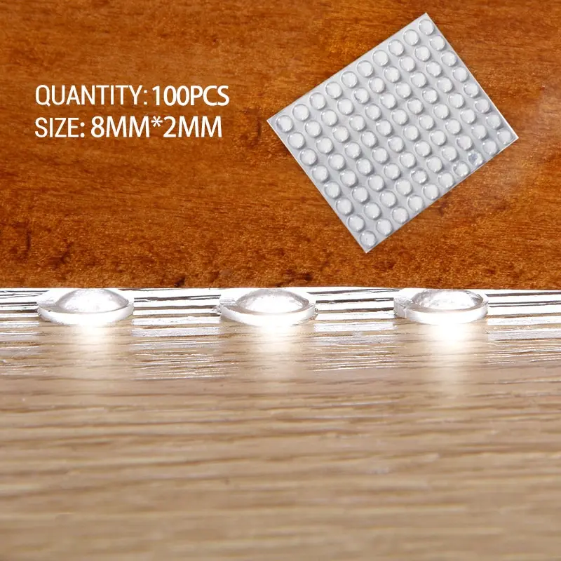100pcs 8 มม.x 2 มม.ซิลิโคนเม็ดประตูสติกเกอร์โปร่งใส Anti Bump ซิลิโคน CUSHIONING Anti SLIP MAT