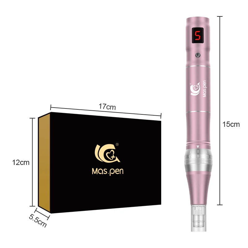 Caneta derma de microagulhamento elétrica sem fio profissional de alta frequência e mudo dermapen com 30 cartuchos de agulha substituíveis