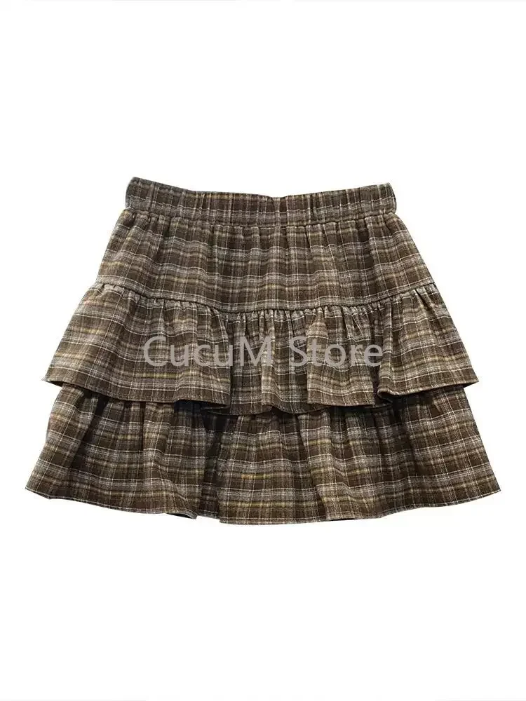 Giapponese Y2k Carino Increspato Gonna Scozzese Punk Rock Sottocultura Torta Gonne Stile Preppy Giapponese Casual Nuovo 2025 Gonne Delle Donne