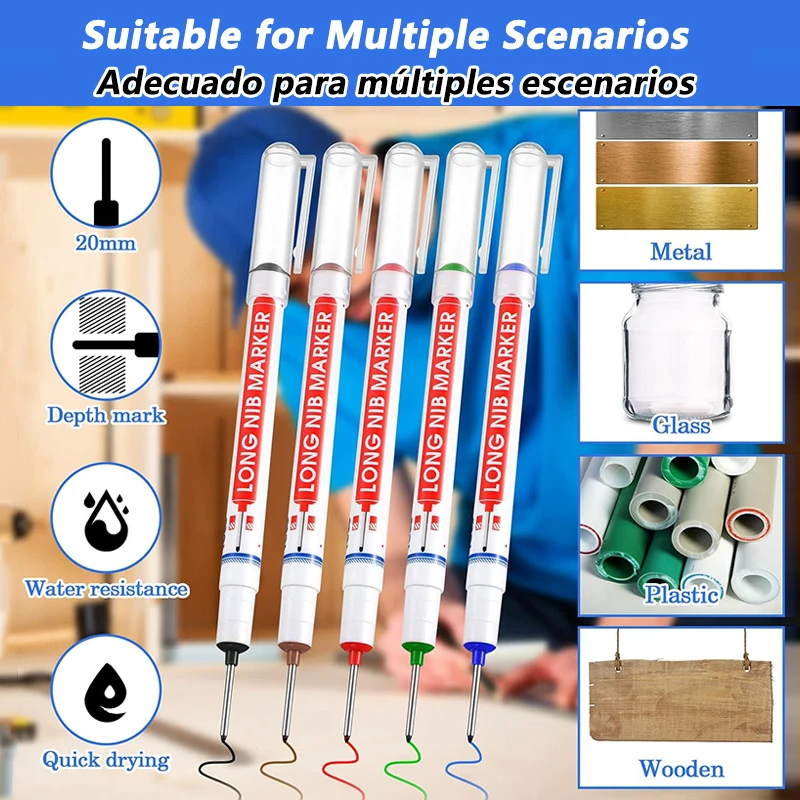 4-40 Stuks 20 Mm Diep Gat Lange Nib Hoofd Marker Voor Metalen Perforeren Pen Waterdichte Badkamer Houtbewerking decor Multifunctionele Tool