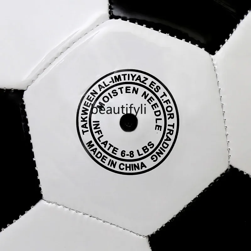 子供の標準的なpuサッカー、クラシックな黒と白のブロック、屋外サッカー、No.5、No.4