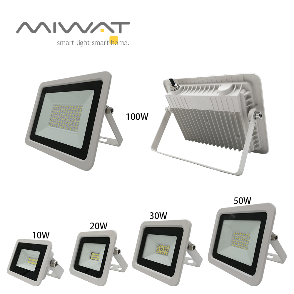 Luz de inundación LED blanca 100W 50W 30W 20W 10W AC 220V Reflector impermeable para exteriores farola lámpara de pared iluminación de jardín