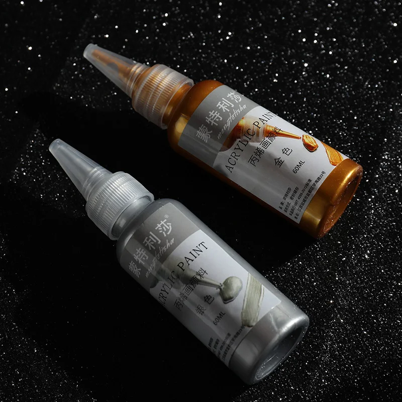 골드 페인트 금속 아크릴 페인트, 퇴색되지 않는 방수, DIY 페인트 안료, 60ml