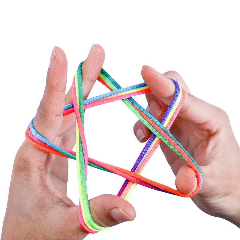 5 ชิ้นสายรุ้งสี Fumble นิ้วมือด้ายเชือกไนลอนเกมพัฒนาการของเล่นปริศนาเกมการศึกษาสําหรับเด็กเด็ก