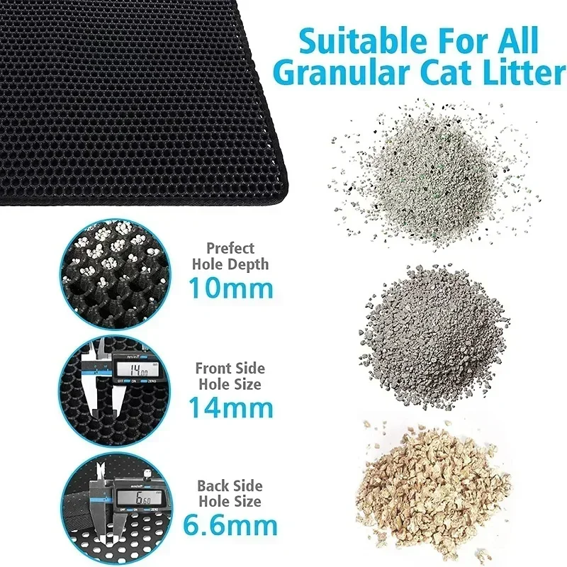 เสื่อครอกแมวห้องน้ําสัตว์เลี้ยงกันน้ํา Double Layer Pet Litter Box Mat Nonslip ทรายแมวล้างทําความสะอาดได้ Pad สัตว์เลี้ยงอุปกรณ์ทําความสะอาด