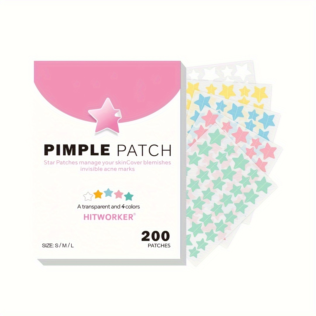 Parches hidrocoloides de 200 unidades: cubierta transparente invisible, 2 tamaños (durabilidad de 48-72 horas), variedad de colores (rosa/amarillo/verde)