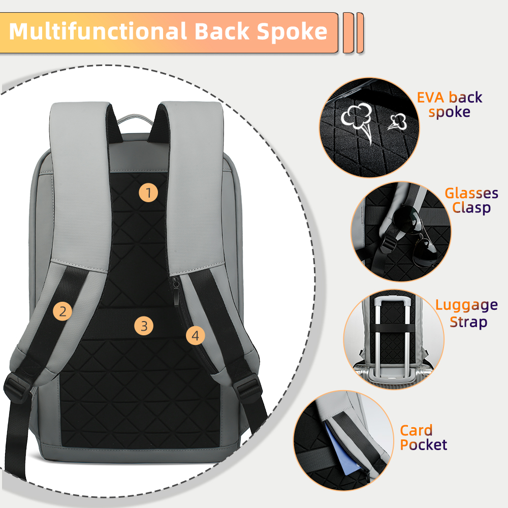 Mochila Heroic Knight para ordenador portátil de 14 "para hombre, mochila de negocios multifuncional, resistente al agua, carga USB, mochila de viaje de trabajo