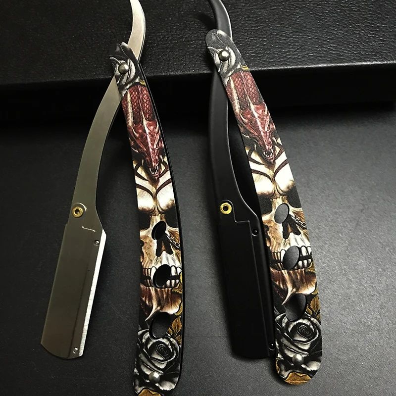 Maquinilla de afeitar profesional para hombre, afeitadora Manual de acero inoxidable con borde recto, afeitado plegable, venta al por mayor