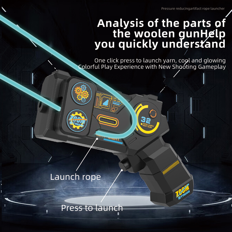 String Rope Glow in The Dark String Rope Launcher Lichtgevende draagbare handheld String Stress Relief Speelgoed voor kinderen Feestcadeau