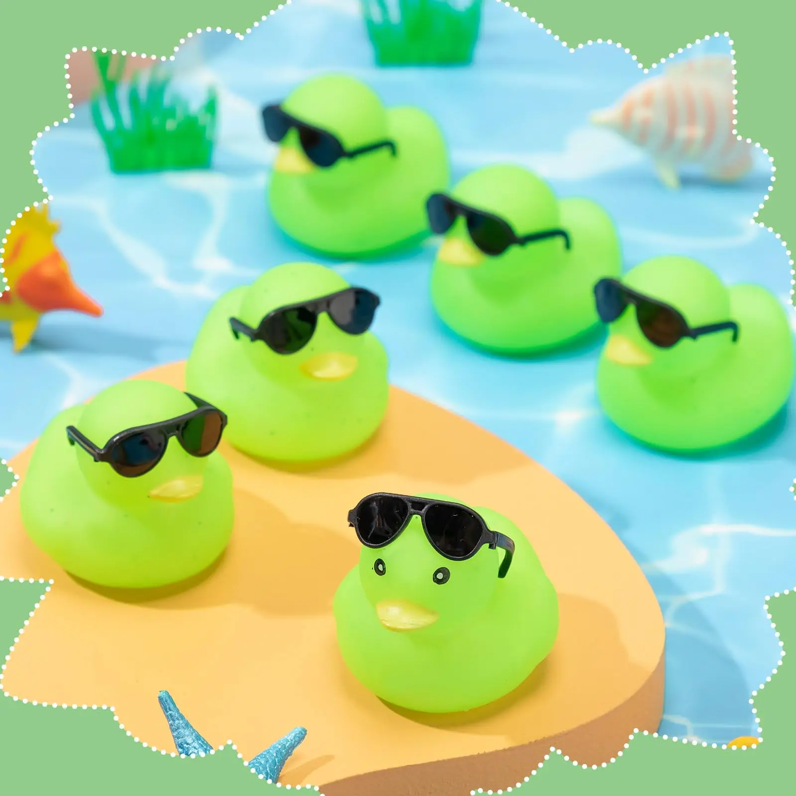 1-100 PC Mini เป็ดยางสีเขียวชุดจํานวนมาก FLOAT Squeak เป็ดเล็กๆเป็ดของเล่นสําหรับ PARTY วันเกิด
