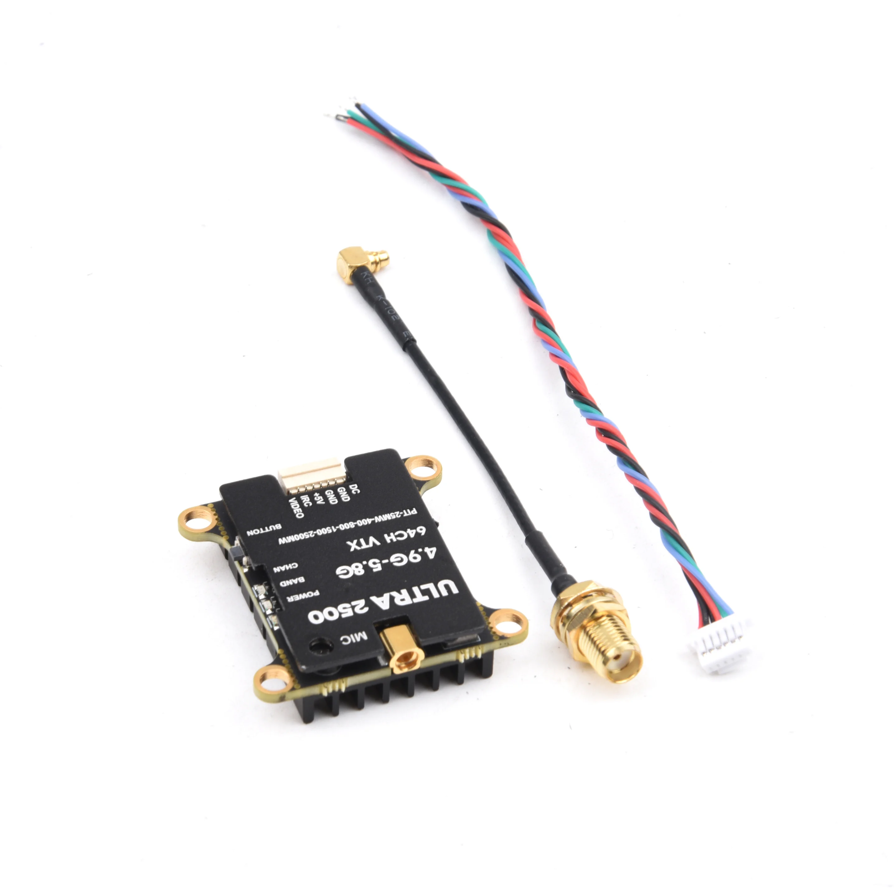 4.9g-5.8G 64CH 2500mW 2.5W FPV vtx หลุมส่งสัญญาณ/25mW/400mW/800mW/1.5W/2.5W มีไมโครโฟนในตัวสำหรับโดรนระยะไกลฟรีสไตล์