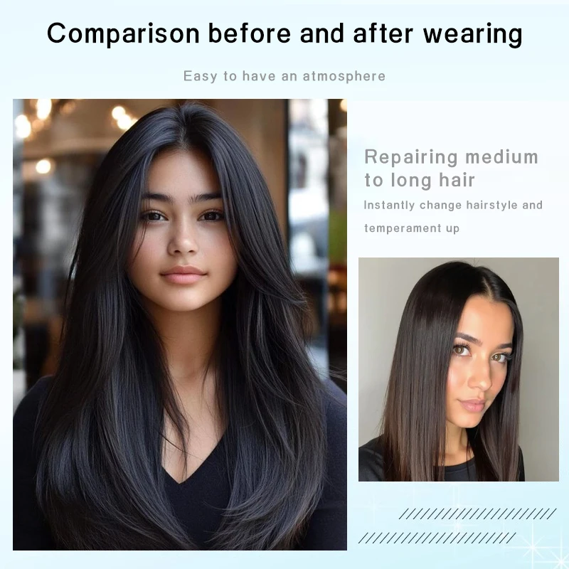 55 cm 15X16 cm filet à cheveux droite mixte cheveux Invisible 3D toupet pince en une seule pièce Extensions de cheveux Topper pour les femmes perte de cheveux
