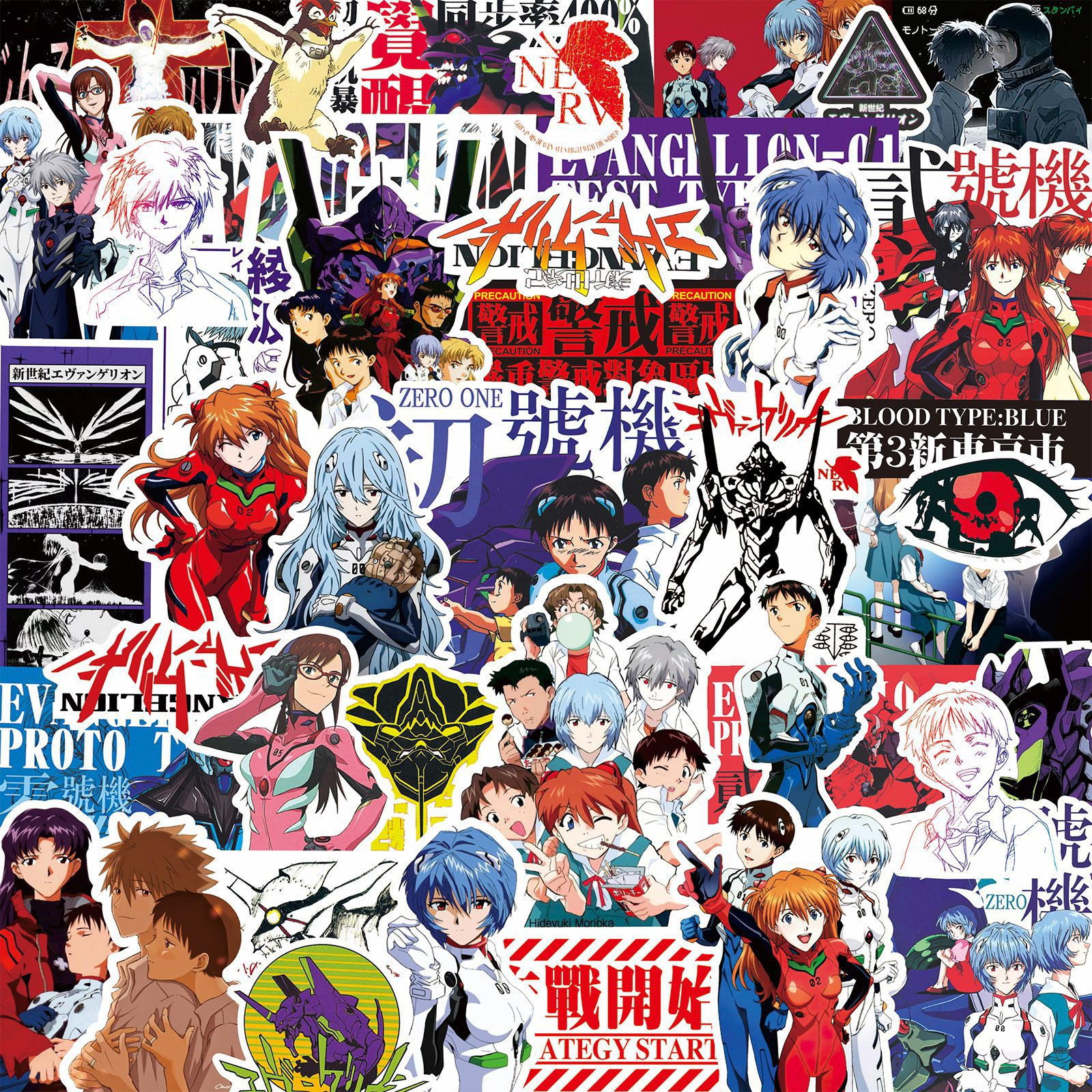 70/75/145PCS Zwart-wit Schets Neon Genesis Evangelion Stickers Klassieke Anime Decals voor Notebook Skateboard fiets Sticker