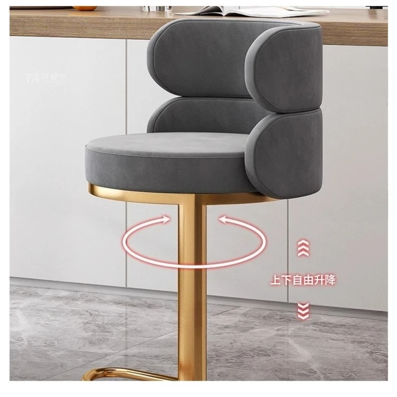 Swivel Adjustable Height Bar Stool with Backrest Luxury Modern Kitchen Island Counter Stool for Home Furniture/ Bar/ Reception