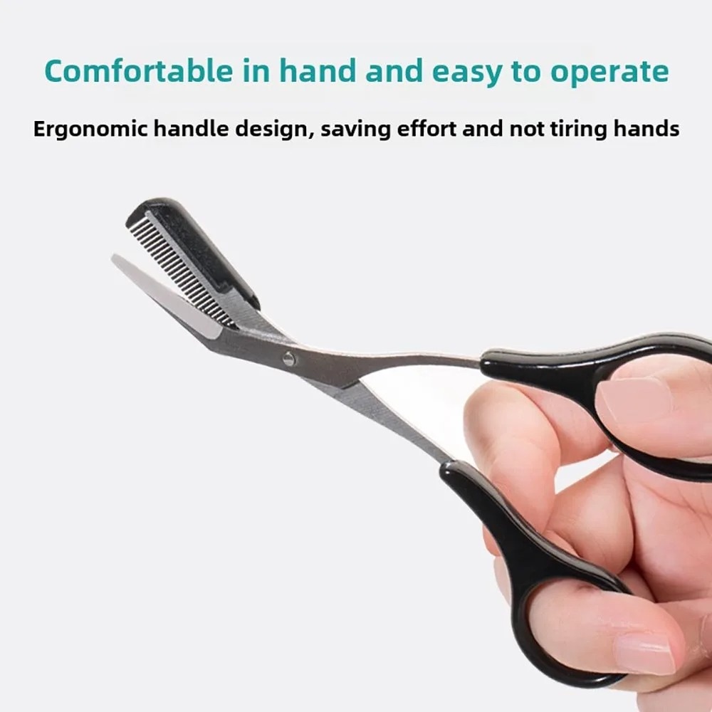 Stainless Steel Eyebrow Trimming Scissors with built-in Comb Precise Grooming Tool Creating Perfect Eyebrows Pink/White/Black