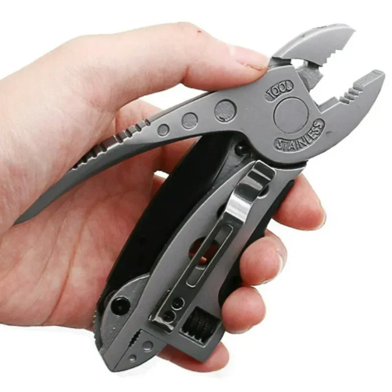 Alicates multiherramienta, cuchillo de bolsillo, juego de destornilladores, llave ajustable, llave de mandíbula, reparación, herramientas múltiples de supervivencia para acampar al aire libre