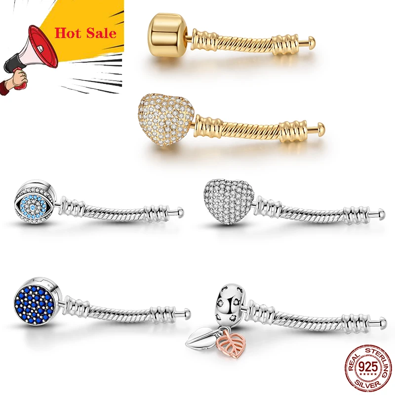 Extensor de pulsera de plata de ley 925, extensor compatible con pulseras de cuentas originales, fabricación de joyas para mujer alargada de 3,5 cm y 4cm